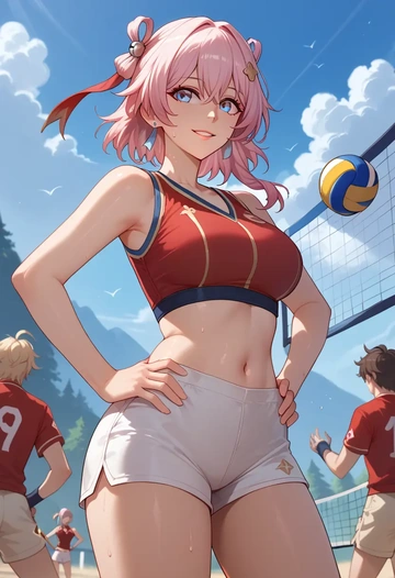 star rail,march 7th,volleyball uniform  - AI generated anime art